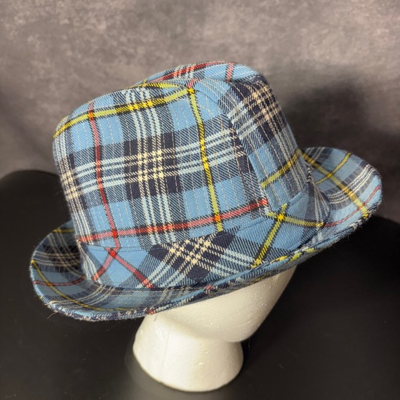 Vintage Stetson Citadel Tartan Plaid Fedora Hat Mens Size 7 Blue Preppy - Picture 1 of 10